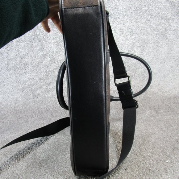 Coach Briefcase Bag Perry Slim Monogram Logo Brown Coated Canvas - Picture 7 of 11